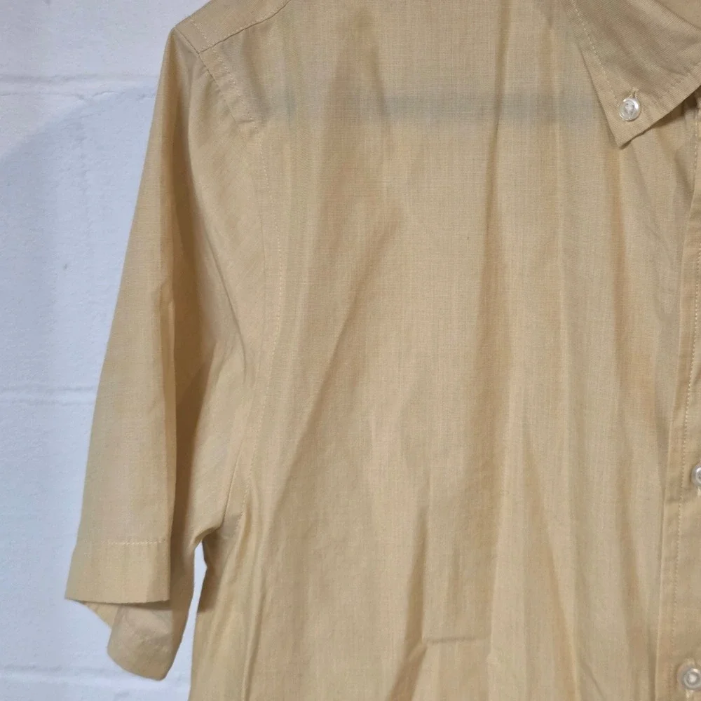 Banana Republic Men Slim Fit L Short‎ Sleeve Button Shirt Yellow Easter Spring